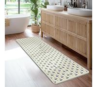 Sailboat Runner Rug, Nautical Coastal Waves Nautical Summer Navy Blue Non-Slip Home Indoor Pattern Carpets Non Shedding for Kitchen Entryway Laundry Hallway Decor 2x6 Ft