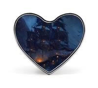 Sailboat Sailing on Sea Badge Heart Shape Cute Brooch Pins Button Badges for Backpack Jackets Hats Decor