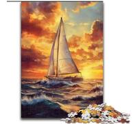 Sailboat Sailing on The Sea Jigsaws Puzzles 1000 Pieces for Adults Gifts, Stress Reliever Staycation Kill Time Parent-child Interaction (26x38cm)