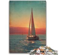 Sailboat Sailing The Ocean Adult Puzzles 1000 Pieces,Help The Brain Exercise Addictive Toys to Cultivate Patience Unique Challenge Game (38x26cm)