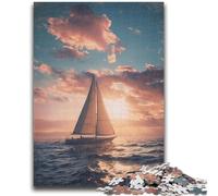 Sailboat Sailing The Ocean Jigsaw Puzzles for Adults 1000 Pieces,Stress Reliever Difficult Challenge Suitable for Desktop Decoration (38x26cm)