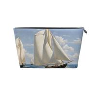 Sailboat Ship Landscape Leather Travel Wash Bag, A Fashionable and Practical Makeup Organizer