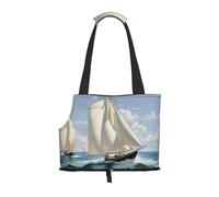 Sailboat Ship Landscape Printed Foldable Pet Bag - Portable Puppy Cat Travel Handbag Tote,Pet Carrier Backpacks.