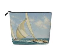 Sailboat Ship Landscape Printed Make up Bag for Women Makeup Bags Zipper Travel Cosmetic Bags Pouch Organizer
