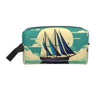 Sailboat Ship Landscape Printed Travel Storage Pouch, Double Sided Large Bag for Clothes and Personal Accessories