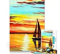 Sailboat Sunset 1000 Piece Jigsaws for Teenagers Puzzle Smart Game Group Play Image Assembly Wall Art Decor (38x26cm)