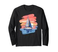Sailboat Sunset - Coastal Sailing Brushstroke Art Style Long Sleeve T-Shirt
