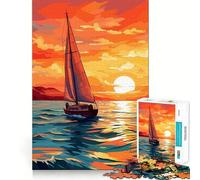Sailboat Sunset Jigsaw Puzzle 1000 Piece for Adults Intellect Toy Soothing Fun Precise Cut (38x26cm)