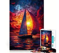 Sailboat Sunset Jigsaw Puzzles for Adults1000 Pieces Improve Memory Relax Mind Sharp Edge Art Collection Piece (50x75cm)