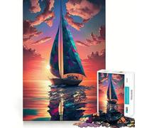 Sailboat Sunset Landscape 1000 Piece Jigsaw Puzzles for Teenagers Jigsaw Wise Think Toy Relax Time Clear Cut Festival Gift (50x75cm)