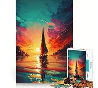 Sailboat Sunset Landscape Hard Jigsaw Puzzle for Adults 1000 Pieces Fine Logic Toy Calm Fun Neat Edge Thoughtful Gift (50x75cm)