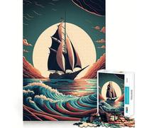 Sailboat Sunset Landscape Jigsaw Puzzle 1000 Piece for Adults Intellect Toy Soothing Fun Precise Cut (50x75cm)