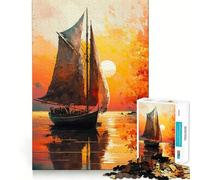 Sailboat Sunset Landscape Jigsaw Puzzle 1000 Piece for Teenagers Reason Skill Toy Relaxing Fun Exact Cut (50x75cm)