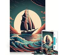 Sailboat Sunset Landscape Jigsaw Puzzles 1000 Pieces for Adults Boost Memory Peaceful Fun Premium Cut Memorable Gift (38x52cm)