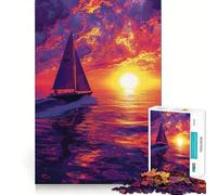 Sailboat Sunset Painting Jigsaw Puzzles 1000 Pieces for Adults Boost Memory Peaceful Fun Premium Cut Memorable Gift (50x75cm)