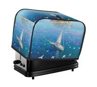 Sailboat Toaster Cover 2 Slice, Waterproof Bread Machine Covers with Pockets Universal Size Kitchen Small Appliance Cover with Handle, Dust and Fingerprint Protection