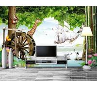 Sailboat Tree Giraffe Lotus Art 3D Wallpaper Luxury Home Dining Decor Paste Sofa Living Room The Wall for Bedroom Mural-300cm×210cm