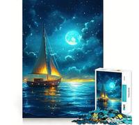 Sailboat Under A Full Moon 1000 Piece Jigsaw Puzzle for Teenagers Strong Logic Toy Serene Time Clear Edge Creative Gift (50x75cm)