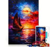 Sailboat Under A Full Moon Jigsaw Puzzles 1000 Pieces for Teenagers Logic Train Toy Leisure Fun Smooth Cut (50x75cm)