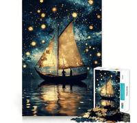 Sailboat Under A Starry Sky 1000 Piece Jigsaw Puzzles for Adults Jigsaw Recall Boost Mental Relax Smooth Cut Birthday Gift (50x75cm)
