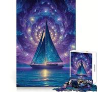 Sailboat Under A Starry Sky Hard Jigsaw Puzzle for Adults 1000 Pieces Fine Logic Toy Calm Fun Neat Edge Thoughtful Gift (38x26cm)