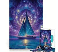 Sailboat Under A Starry Sky Hard Jigsaw Puzzle for Adults 1000 Pieces Fine Logic Toy Calm Fun Neat Edge Thoughtful Gift (38x26cm)