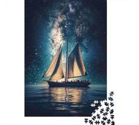 Sailboat Under Stars 1000 Pc Premium Cardstock Jigsaw Puzzle Adults Educational Challenge Wall Decor 38x26cm/1000pcs