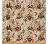 Sailboat Upholstery Fabric for Chairs,Vintage Ocean Nautical Fabric by The Yard,Retro Marine Sea Adventure Fabric for Upholstery and DIY Projects,2 Yards,(L184*W150cm) Brown Black