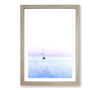 Sailboat Upon The Ocean Painting Framed Print | A2 Oak Framed Wall Art | Ready to Hang | Modern Nautical Picture | Living Room Bedroom Lounge Office