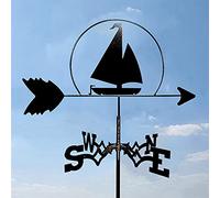 Sailboat Weathervane Iron Durable Retro Farm Scene Garden Stake Weather Vane Wind Vane Weathercock Ornament Wind Direction Indicator Professional Measuring Tools