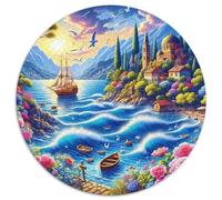 SailboatJigsaw Puzzle 1000 Pieces for Adults Kids Round NavigationCreative Challenge Family Decorations1000pcs (67.5x67.5cm)