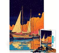 Sailboats at Sunset 1000 Piece Jigsaw Puzzle for Teenagers Strong Logic Toy Serene Time Clear Edge Creative Gift (38x52cm)