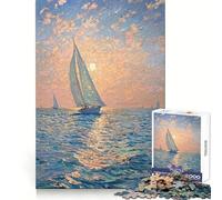 Sailboats at Sunset 1000 Piece Jigsaw Puzzles for Teenagers Jigsaw Think Toy Together Fun Sharp Cut Art Collectible (38x26cm)