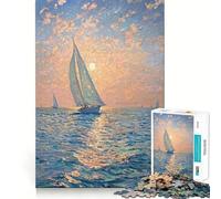 Sailboats at Sunset 1000 Piece Jigsaw Puzzles for Teenagers Jigsaw Think Toy Together Fun Sharp Cut Art Collectible (38x26cm)