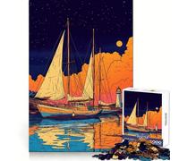 Sailboats at Sunset 1000 Pieces Jigsaw Puzzles for Adults Fine Logic Toy Leisure Time Neat Edge Art Collectible (50x75cm)