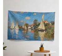 Sailboats in Argenteuil Claude Monet wall tapestry - 100% cotton back fabric with live sublimation printing