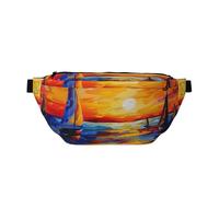 Sailboats in Ocean at Sunset Fanny Pack Chest Bags Crossbody Bag Waistpacks for Men Women Outdoors, Sport, Hiking, Travel