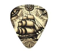Sailboats-Ship-Wheels 12 Pack Guitar Picks With 3 Thicknesses And Storage Box, Abs Plectrums For Electric Bass Guitar Players