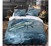 Sailfish Jumping Comforter Cover 3D Design Printed Durable 3 Pcs Bedding Set Zipper Marine Wildlife Duvet Cover Super Soft All Season for Kids Girls Boys Adults Women Teens Single（140x200cm）