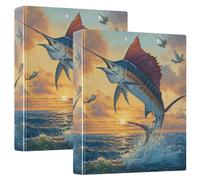 Sailfish Sunset 3 Ring Binders 1.5 Inch Clear View Three Ring Binders Versatile Binder Fits 200 Sheets 2 Pack