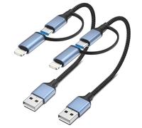 Sailift 1FT USBC & L Cable 2 in 1, 2Pack for iPhone 15 Pro Max/14/13/12/XR, iPad, Galaxy, Pixel with Lightning/USB-C Connector, Supports Apple CarPlay