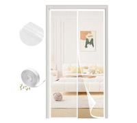 SAILIMAY Upgraded Fly Screen Door, Hundreds of Sizes, 140x205cm, Magnetic Insect Protection Balcony Door, Easy to Install Without Drilling, Durable Fly Protection, White
