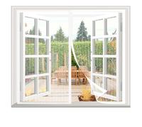 SAILIMAY Upgraded Magnetic Fly Screens for Windows, Hundreds of Sizes, 120x105cm, Easy to Install Without Drilling, White Stripe Window Nets to Keep Bugs Out