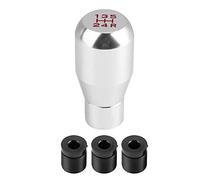 SAILINE Shifter Adapter Universal 5 Speed Manual Metal Chrome Gear Shift Knob Lever Stick Pen Handle Head Car Styling Accessories Racing Style (Silver)