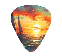 Sailing and Sunset Printed pick set - 12 pieces, thin, medium and thick guitar picks, suitable for guitar, bass, electric guitar and ukulele