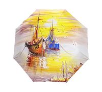 Sailing Artistic Sunset Sea Umbrella Windproof Automatic Foldable Umbrells Auto Open Close for Men Women Kids