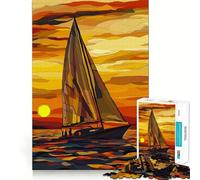 Sailing at Sunset 1000 Pieces Jigsaw Puzzles for Adults Memory Gain Calm Mind Design Assembly Creative Gift (38x26cm)