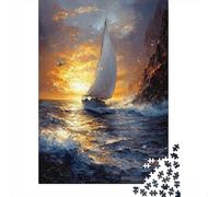 Sailing at Sunset Impressionist-Inspired Artwork 1000 Piece Jigsaw Puzzle for Adults, 52x38cm/1000pcs, Screen-Free Activity, Weekend Downtime And Quiet Weekends