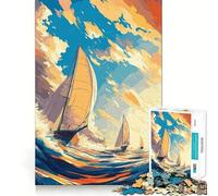 Sailing at Sunset Jigsaw Puzzle for Teenagers 1000 Pieces Boost Recall Tension Relief Tight Edge Fine Art Piece (50x75cm)