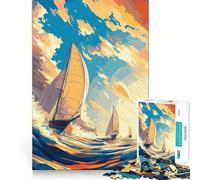 Sailing at Sunset Jigsaw Puzzles 1000 Pieces for Adults Memory Gain Anxiety Relief Design Assembly Artistic Gift (38x52cm)